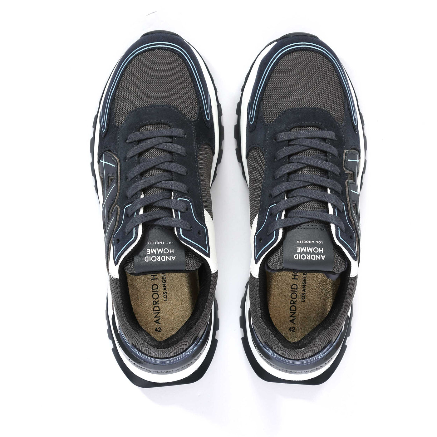 Android Homme AH One Trainer in Navy, Grey & White Birdseye