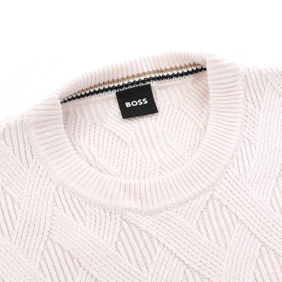 BOSS H Elfredo Knitwear in Open White Neck