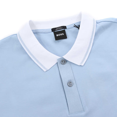 BOSS H Phillipson 199 Polo Shirt in Light Blue Collar