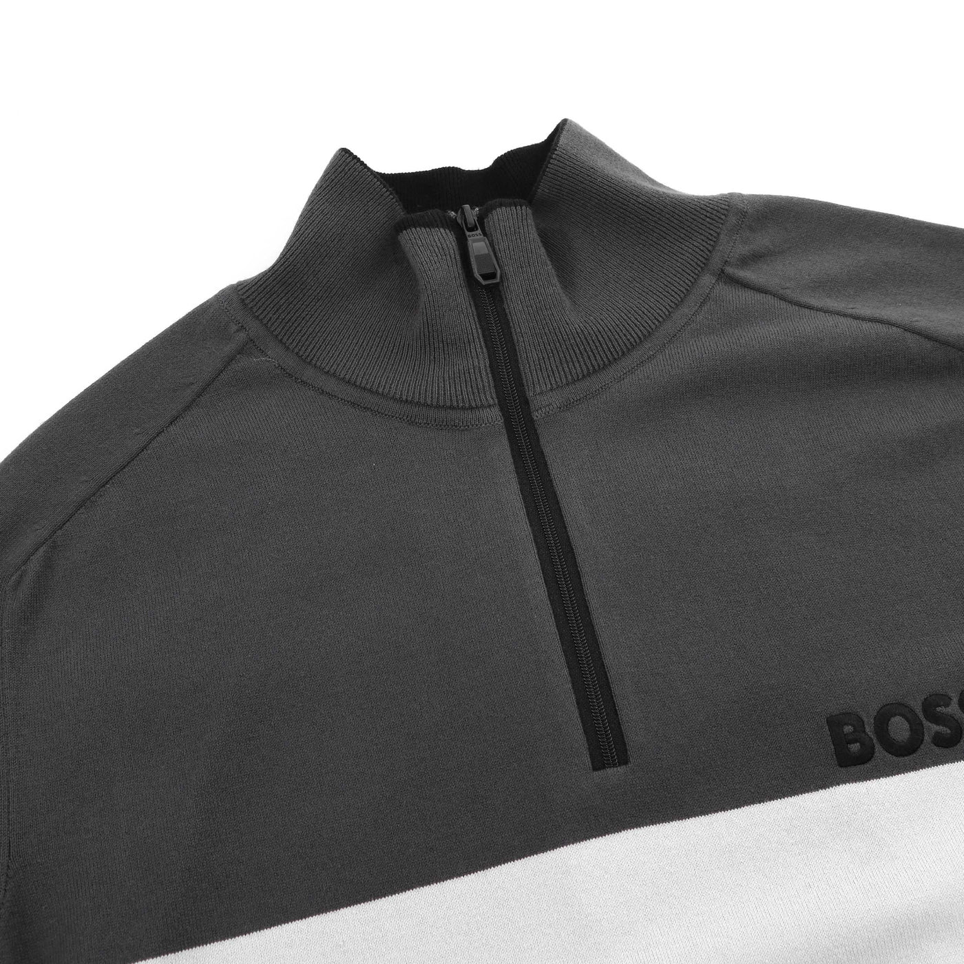 BOSS K Hydro X 1 Knitwear in Light Grey Placket