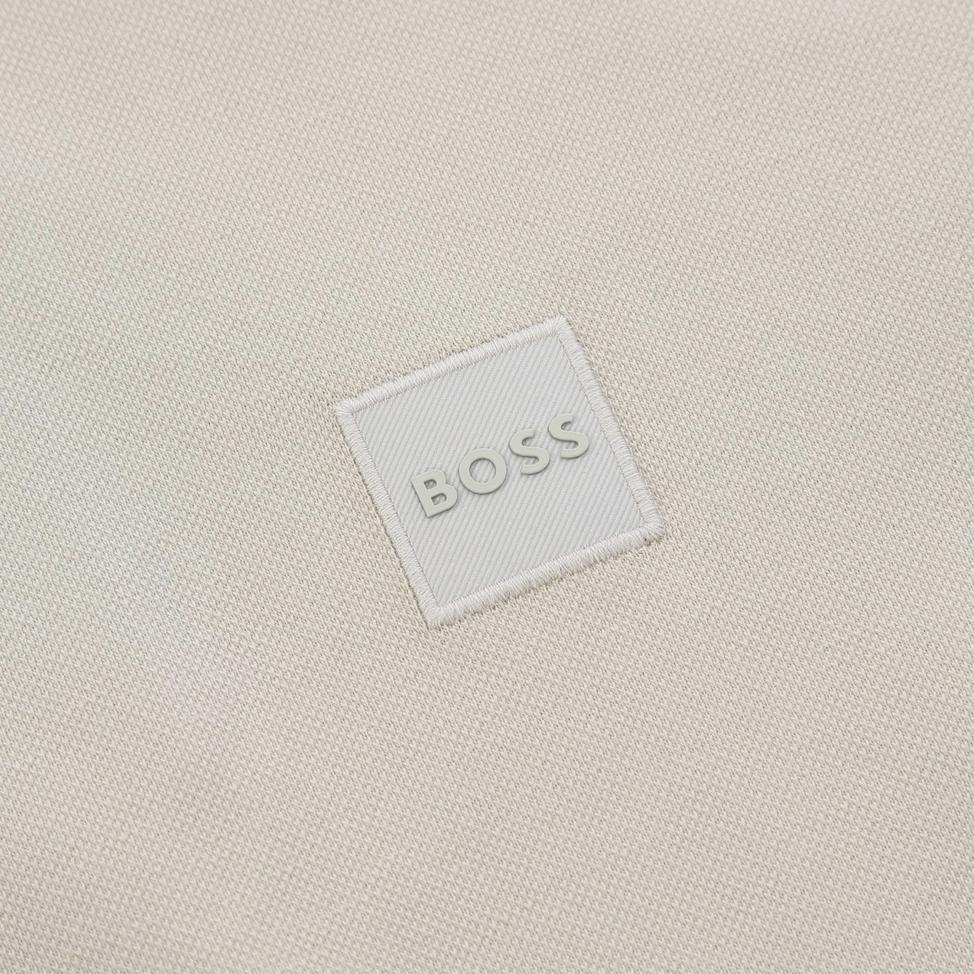 BOSS Passerby Long Sleeve Polo Shirt in Light Beige Logo