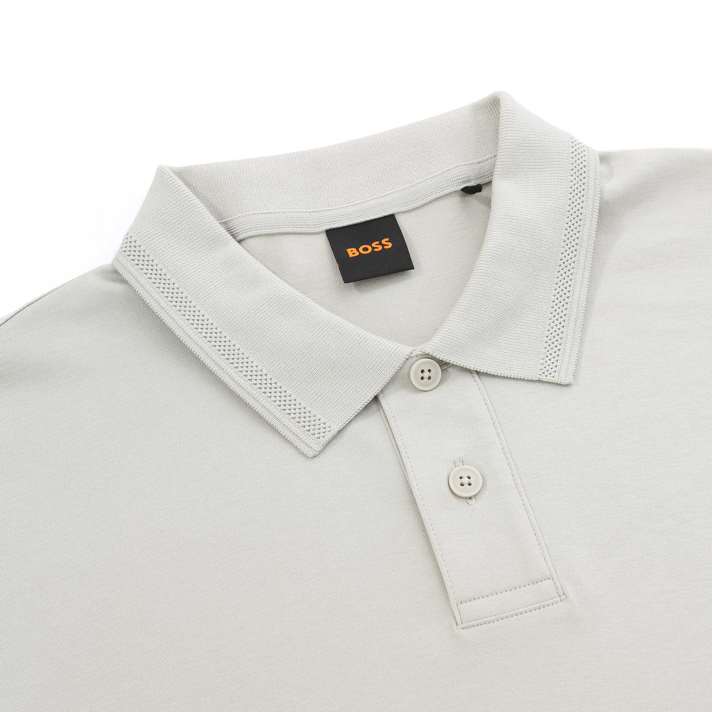 BOSS Pe Interlock Polo Shirt in Light Beige Placket