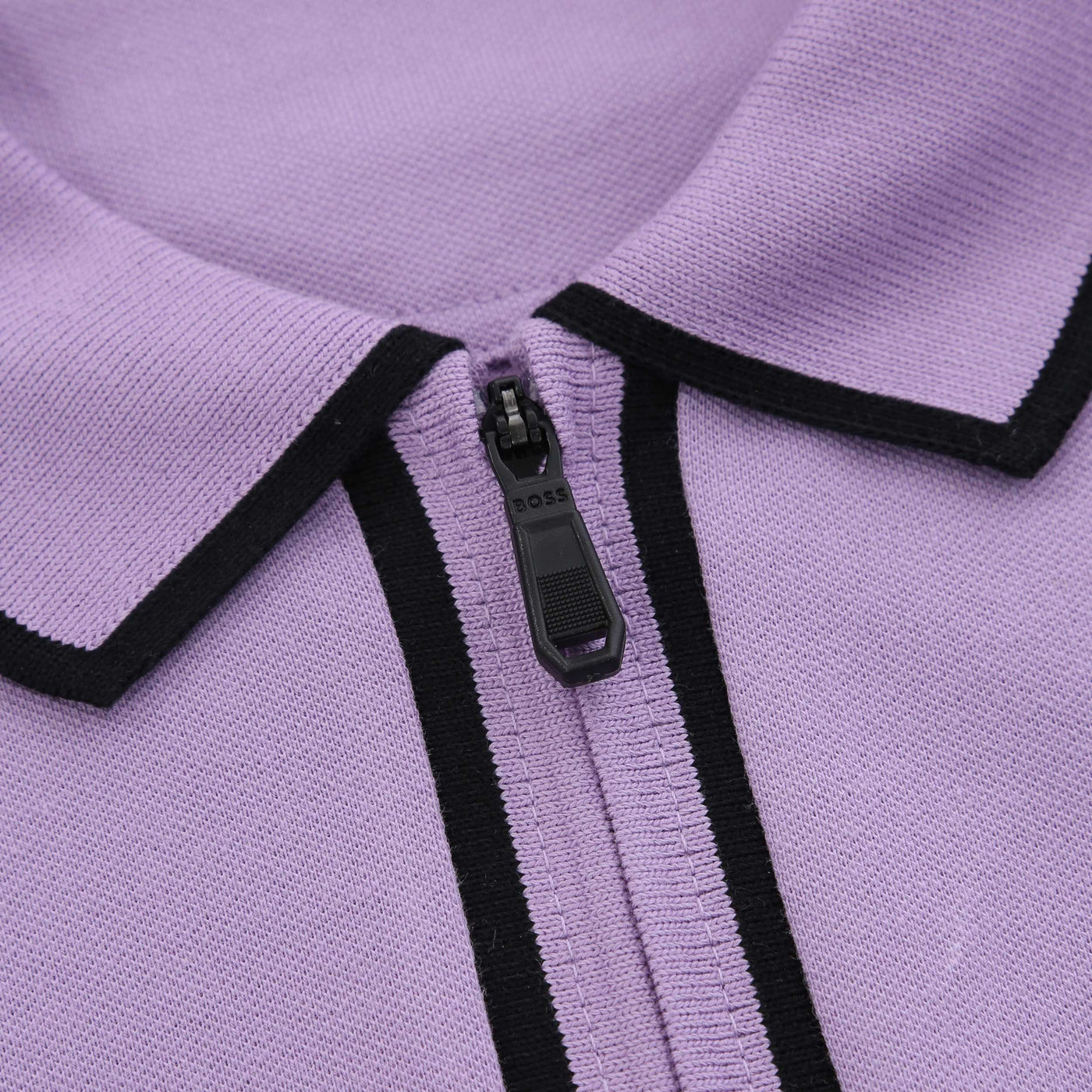 BOSS Philix Tape Polo Shirt in Light Purple Zip