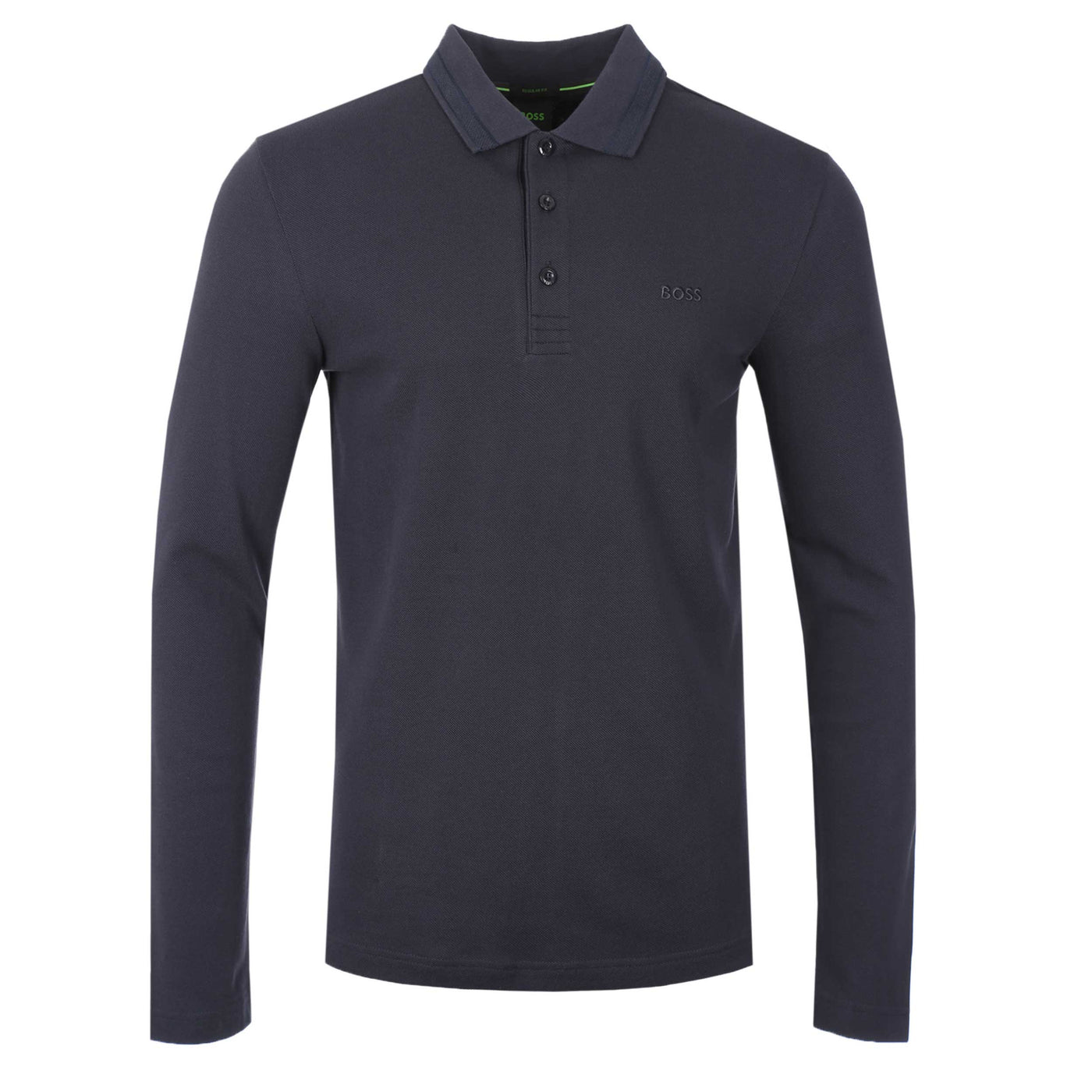 BOSS Plisy Long Sleeve Polo Shirt in Navy