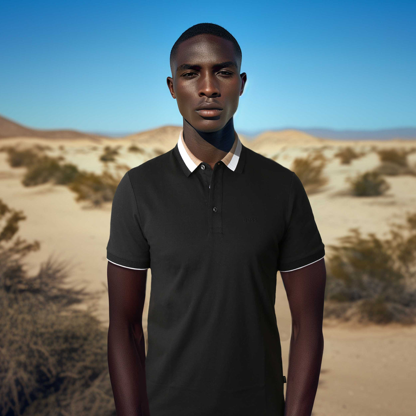 BOSS Prout 37 Polo Shirt in Black Model