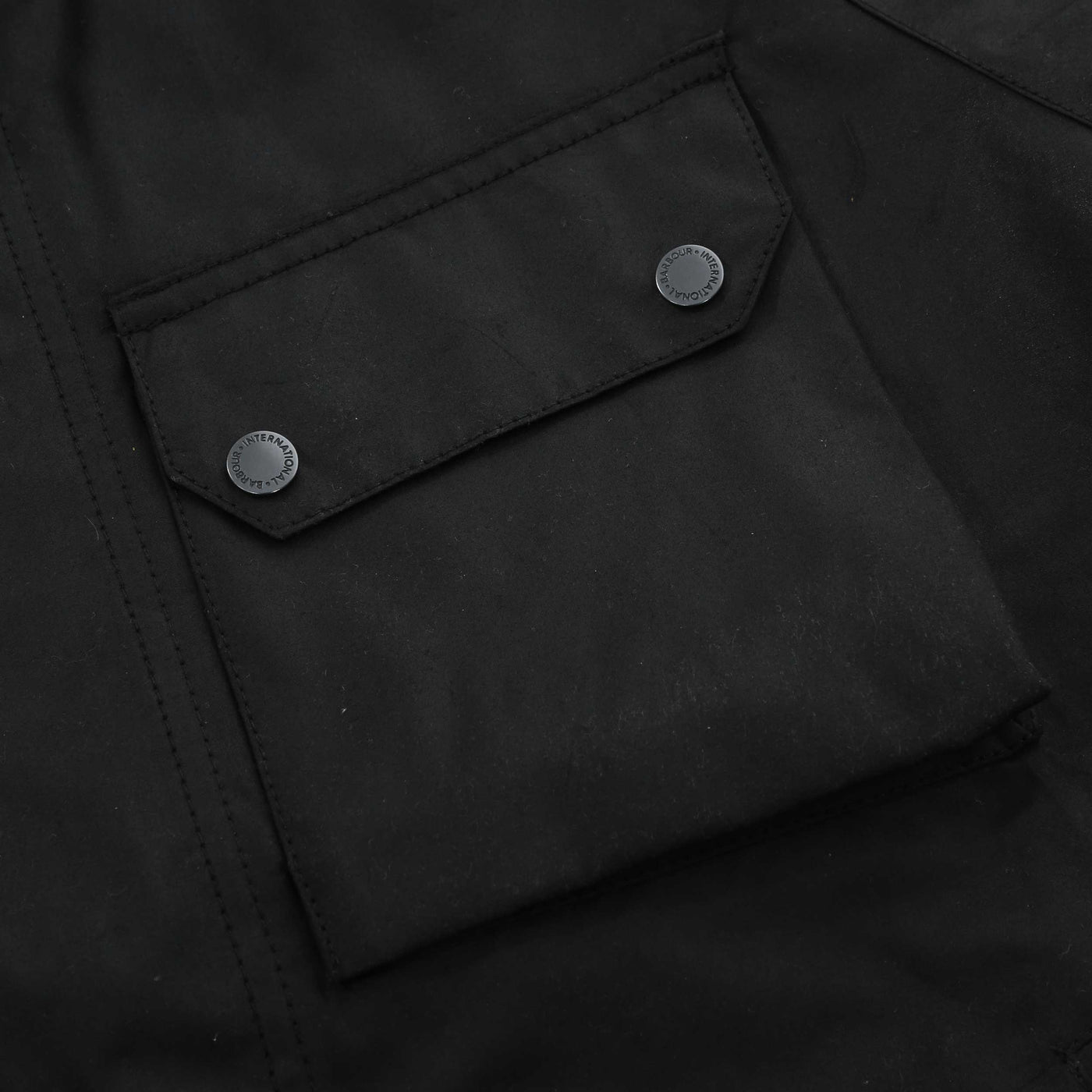 Barbour Lexton Wax Jacket in Black Chest Pocket