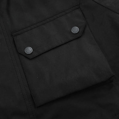 Barbour Lexton Wax Jacket in Black Chest Pocket