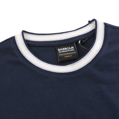 Barbour Luca Tipping Detail T Shirt in Navy Neck