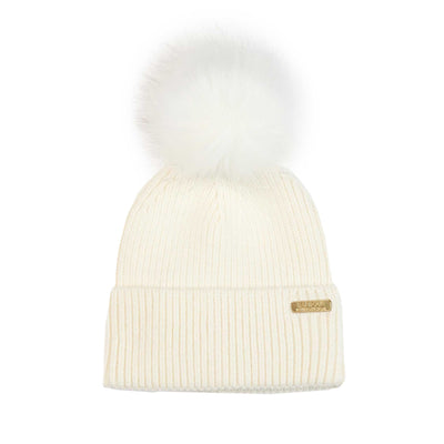 Barbour Mallory Ladies Beanie & Scarf Gift Set in Optic White Hat