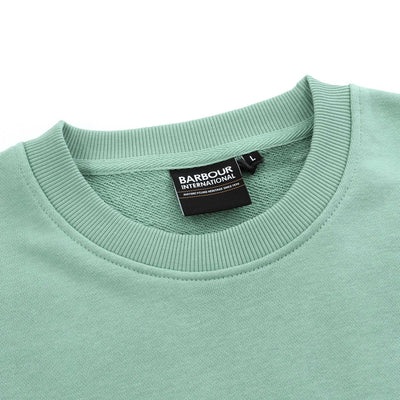 Barbour Outline Badge Crew Neck Sweatshirt in Granite Green Neck