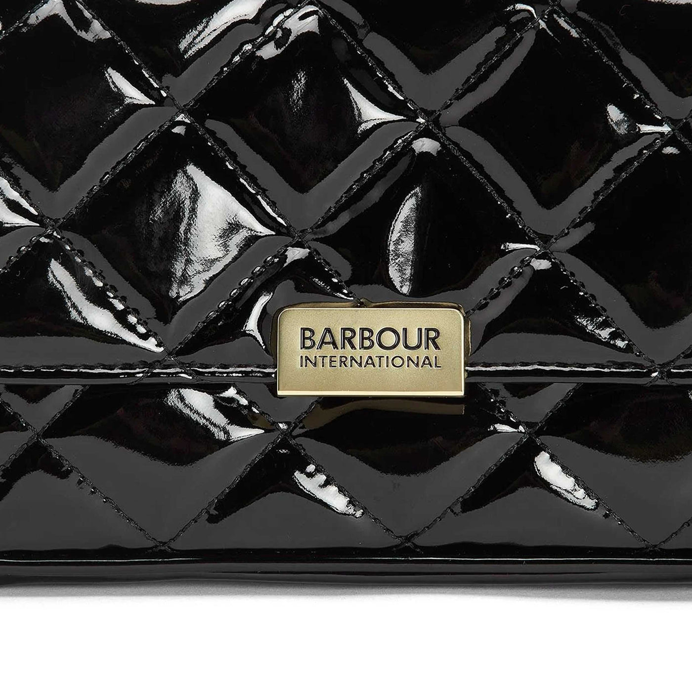 Barbour Quilted Mini Soho Crossbody Ladies Bag in High Shine Black Logo