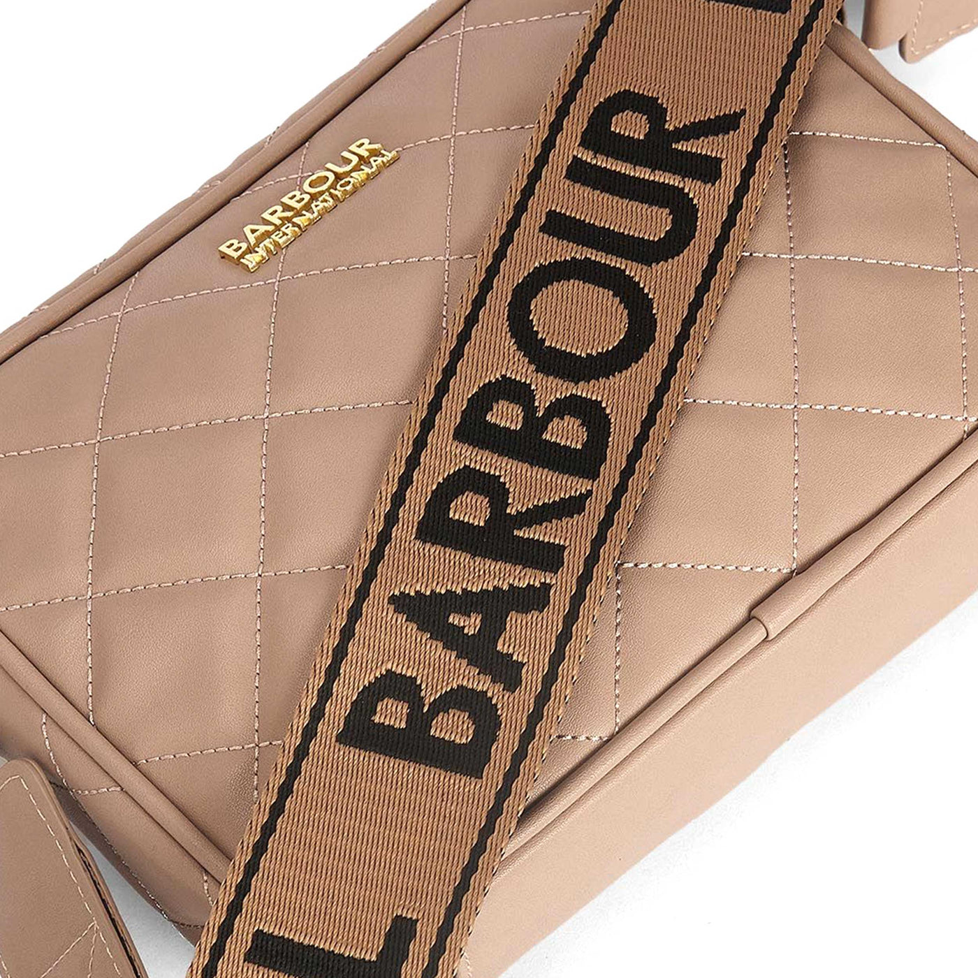 Barbour Quilted Sloane Crossbody Ladies Bag in Camel Shoulder Strap