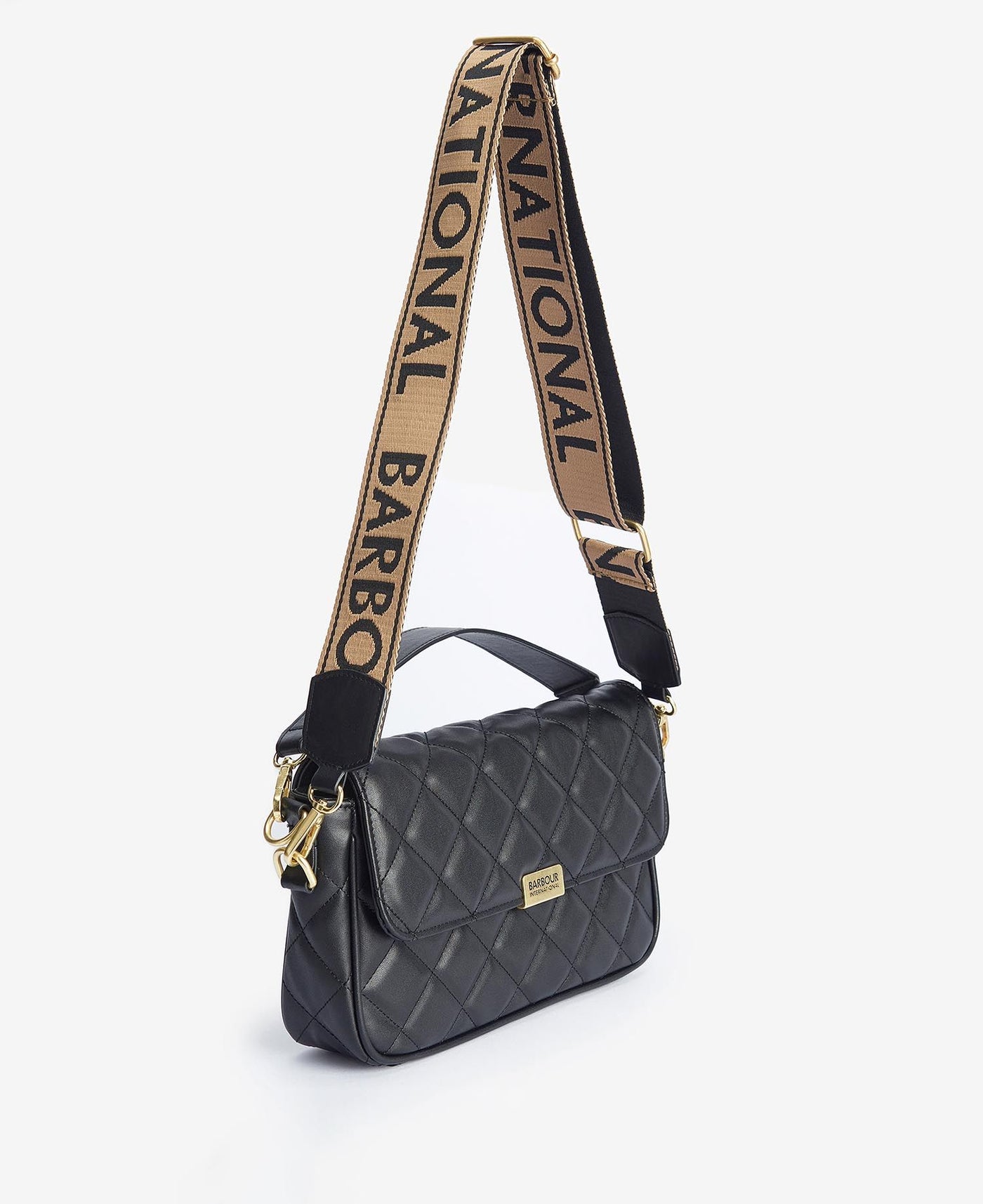 Barbour Quilted Soho Crossbody Ladies Bag in Black Strap