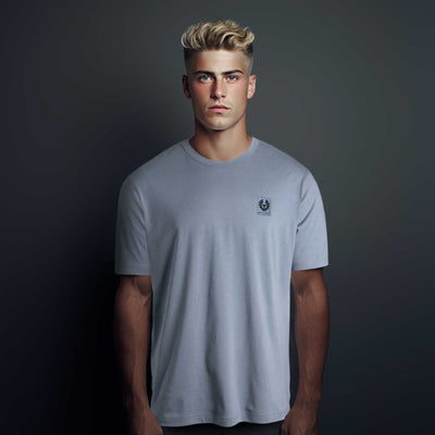 Belstaff Classic T-Shirt in Blue Flint Model