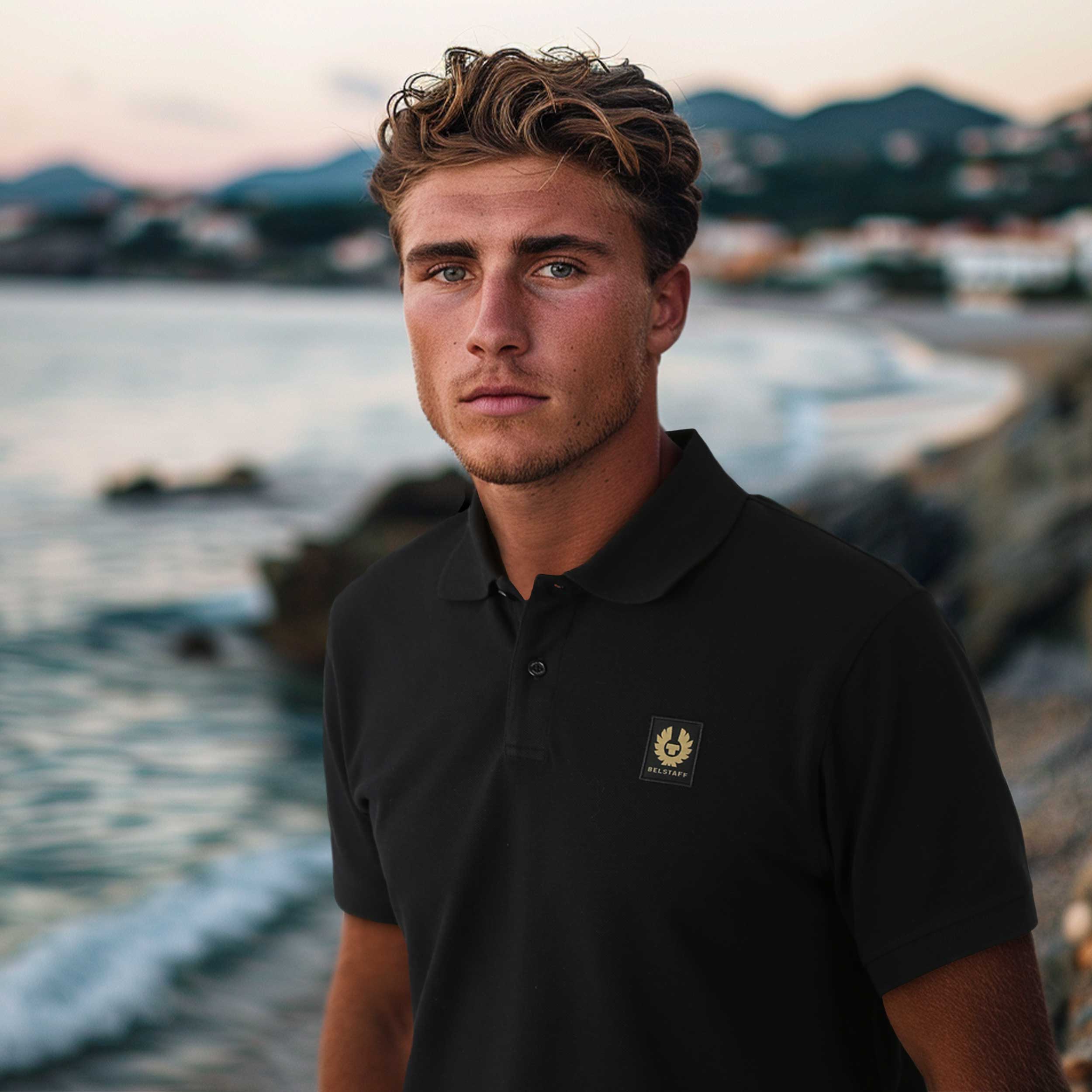 Belstaff Classic Short Sleeve Polo Shirt in Black