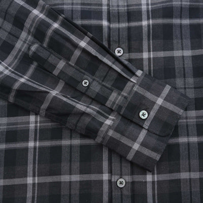 Canali Check Shirt in Black Check Cuff