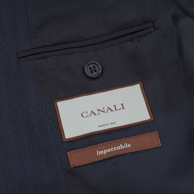 Canali Notch Lapel Self Stripe Suit in Navy Inside Pocket