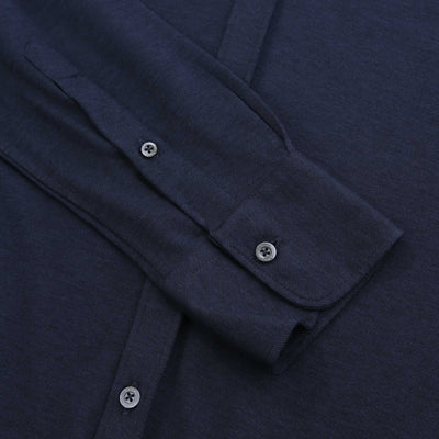 Canali Stretch Cotton Shirt in Navy Cuff