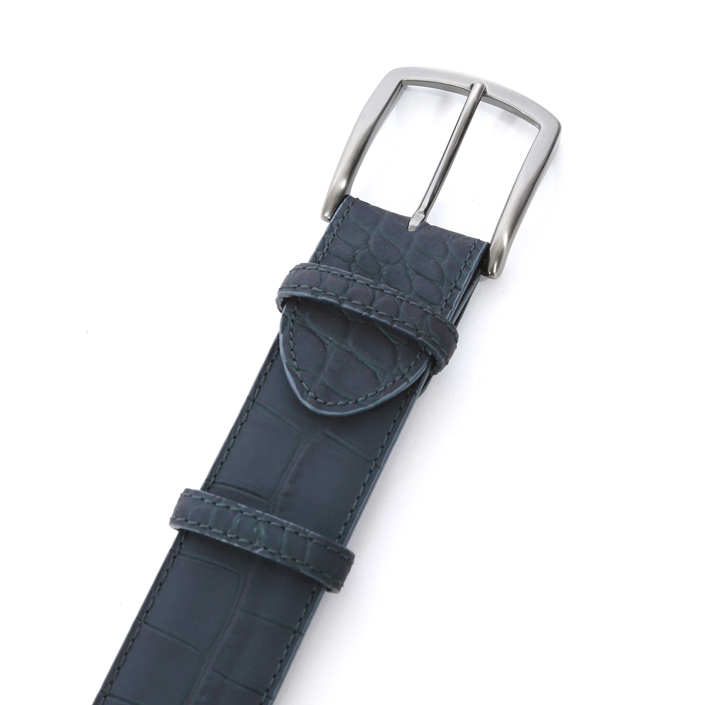 Elliot Rhodes Croc Print Belt in Midnight Oil Buckle