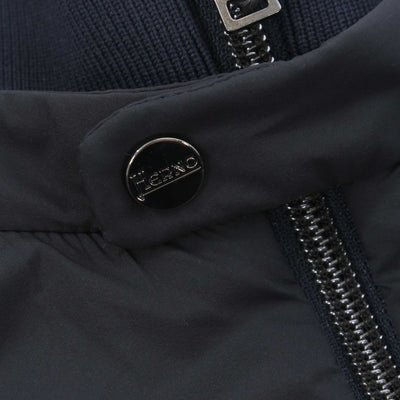 Herno Bomber Liscio Ecoage Jacket in Navy Press Stud