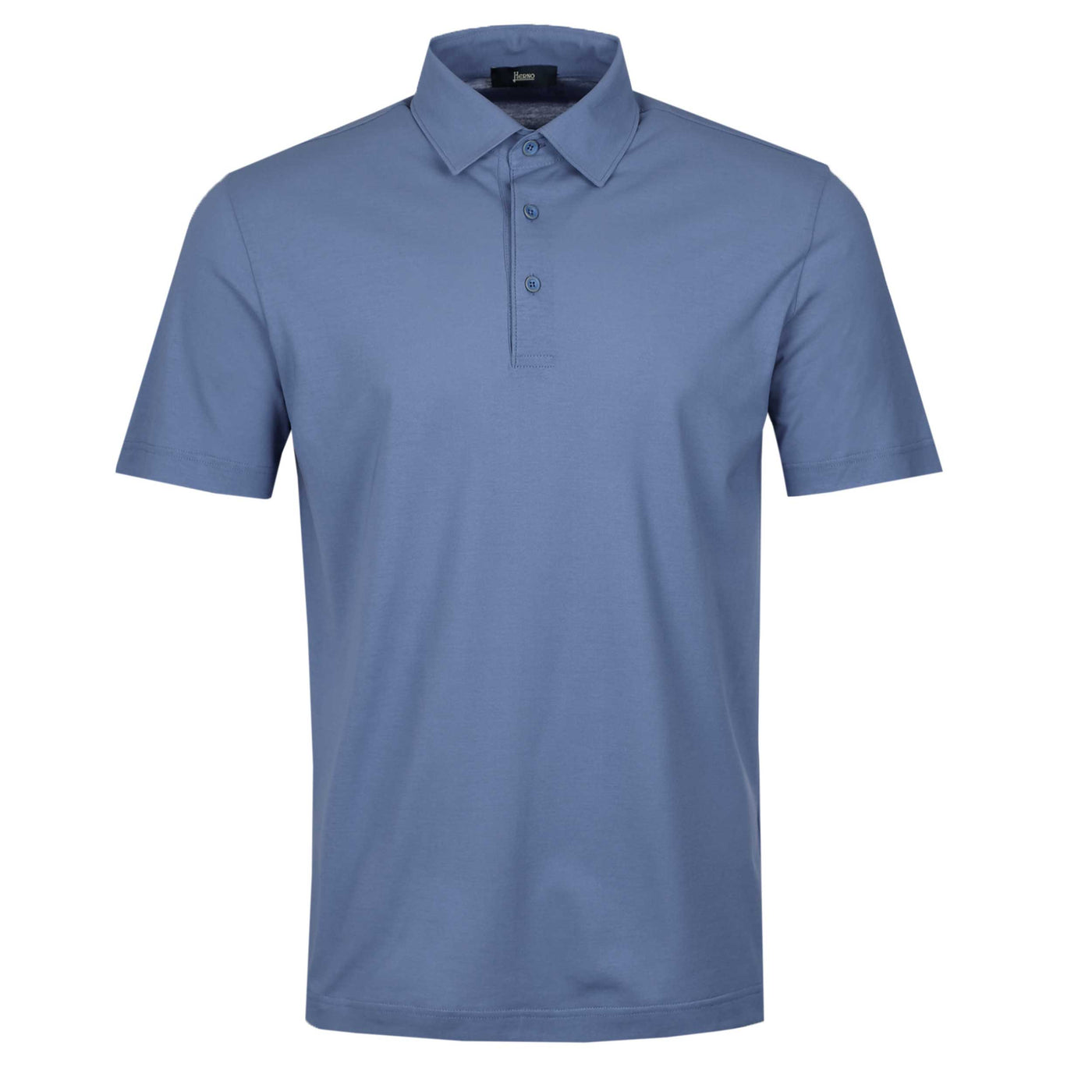 Herno M.C Jersey Polo Shirt in Azzurro Grigiato Blue