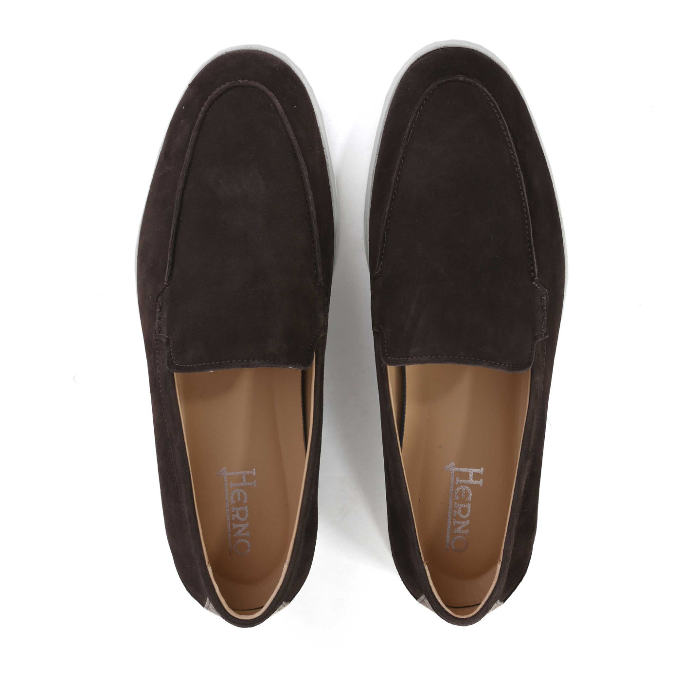 Herno Mocassino Scamosciato Liscio Shoe in Brown Top