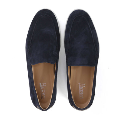 Herno Mocassino Scamosciato Liscio Shoe in Navy Top