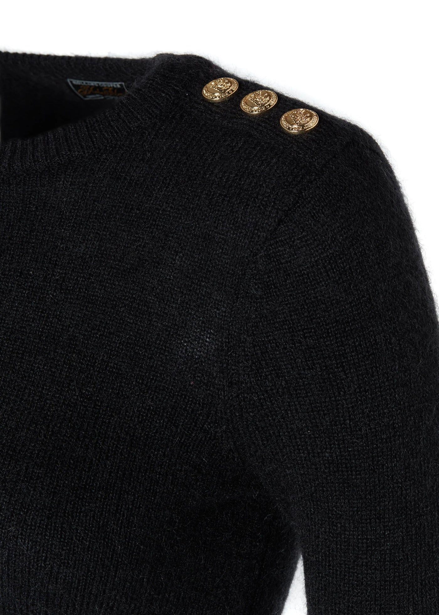 Holland Cooper Amy Crew Neck Knitwear in Black Shoulder