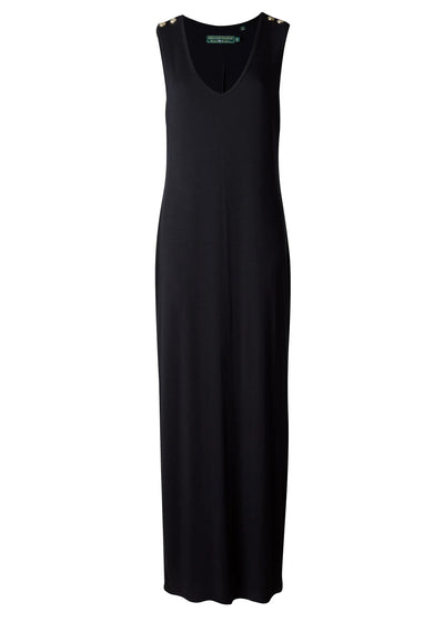 Holland Cooper Jersey V Neck Dress in Black Front