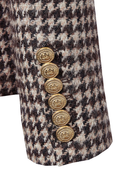 Holland Cooper Knightsbridge Ladies Blazer in Coffee Houndstooth Cuff