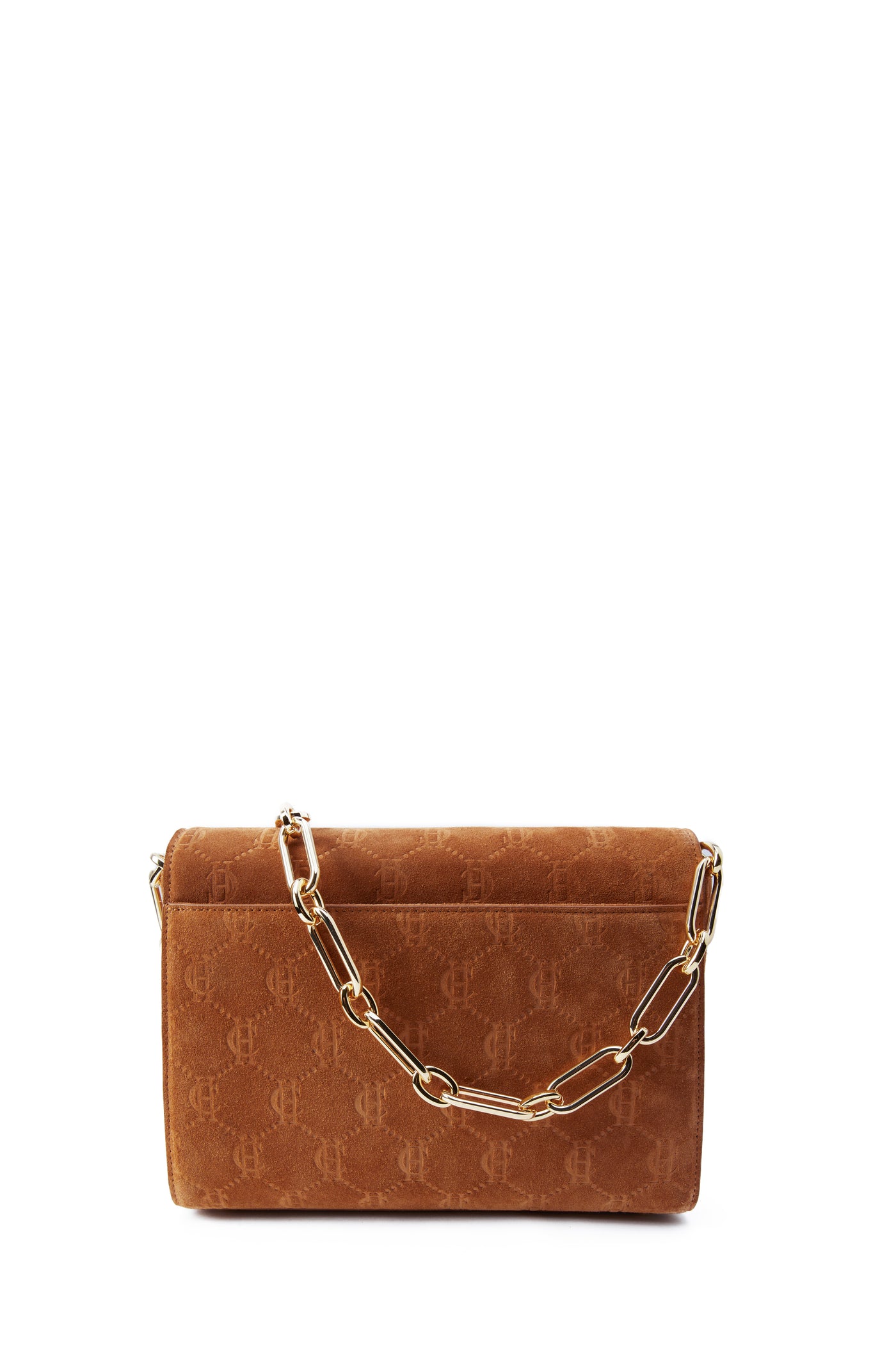 Holland Cooper Monogram Bag in Cognac Suede Monogram Back