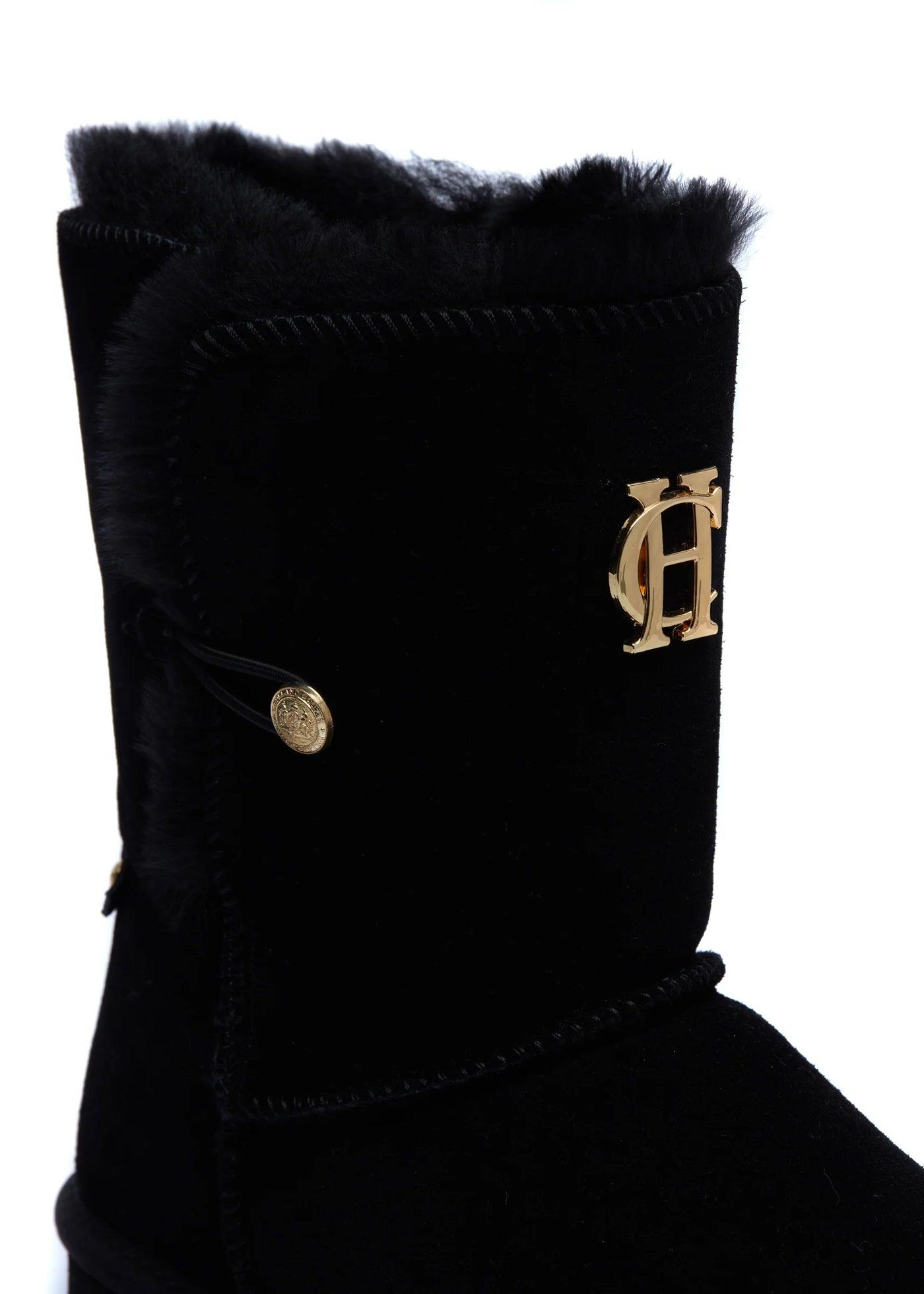 Holland Cooper Shearling Boot in Black Detail