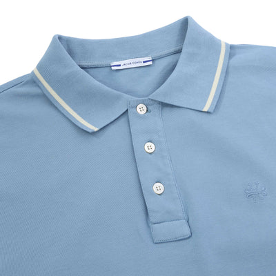 Jacob Cohen Tipped Polo Shirt in Sky Blue Placket