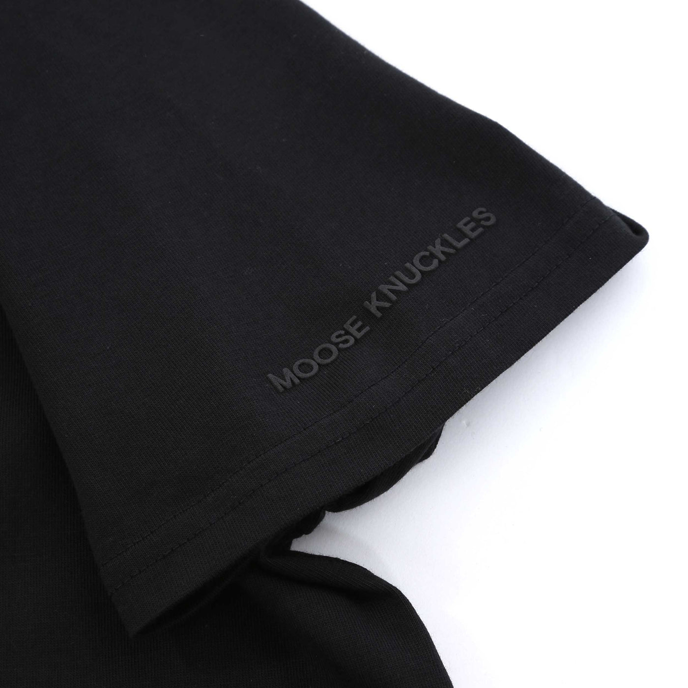 Moose Knuckles Augustine T-Shirt in Black with Dusk Sleeve Logo