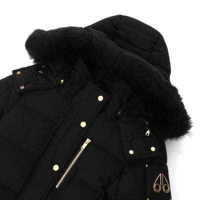 Moose Knuckles Watershed Parka Ladies Jacket in Black & Gold Hood