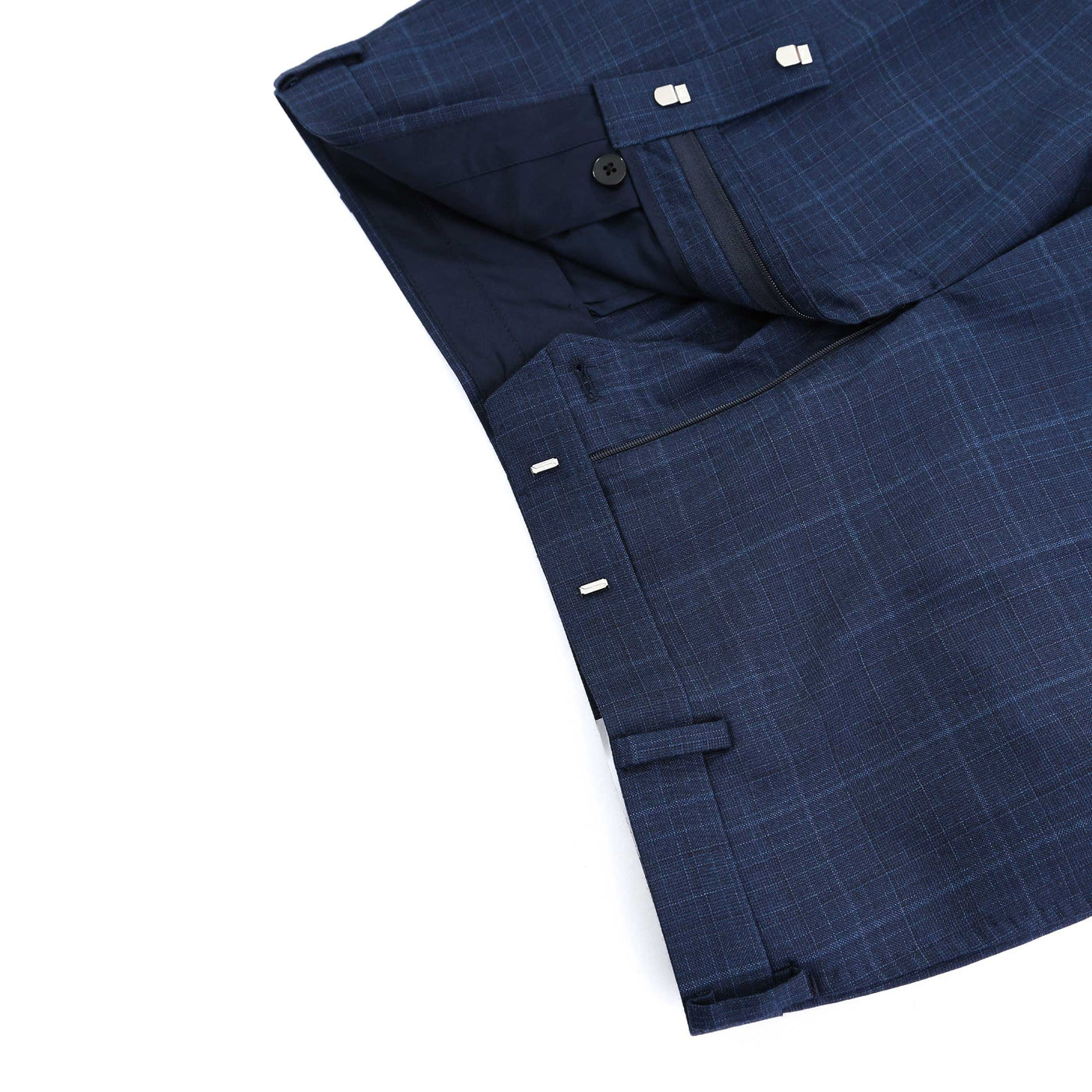 Norton Barrie Bespoke Check Suit in French Navy Fly