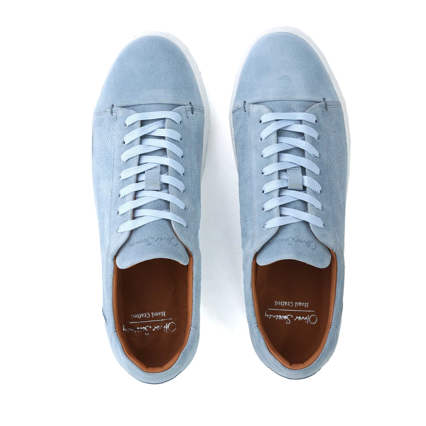 Oliver Sweeney Almada Trainer in Sky Blue Suede Birdseye