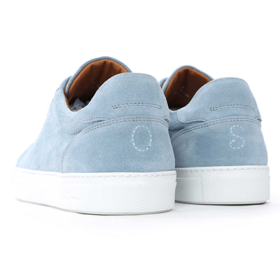 Oliver Sweeney Almada Trainer in Sky Blue Suede Heel