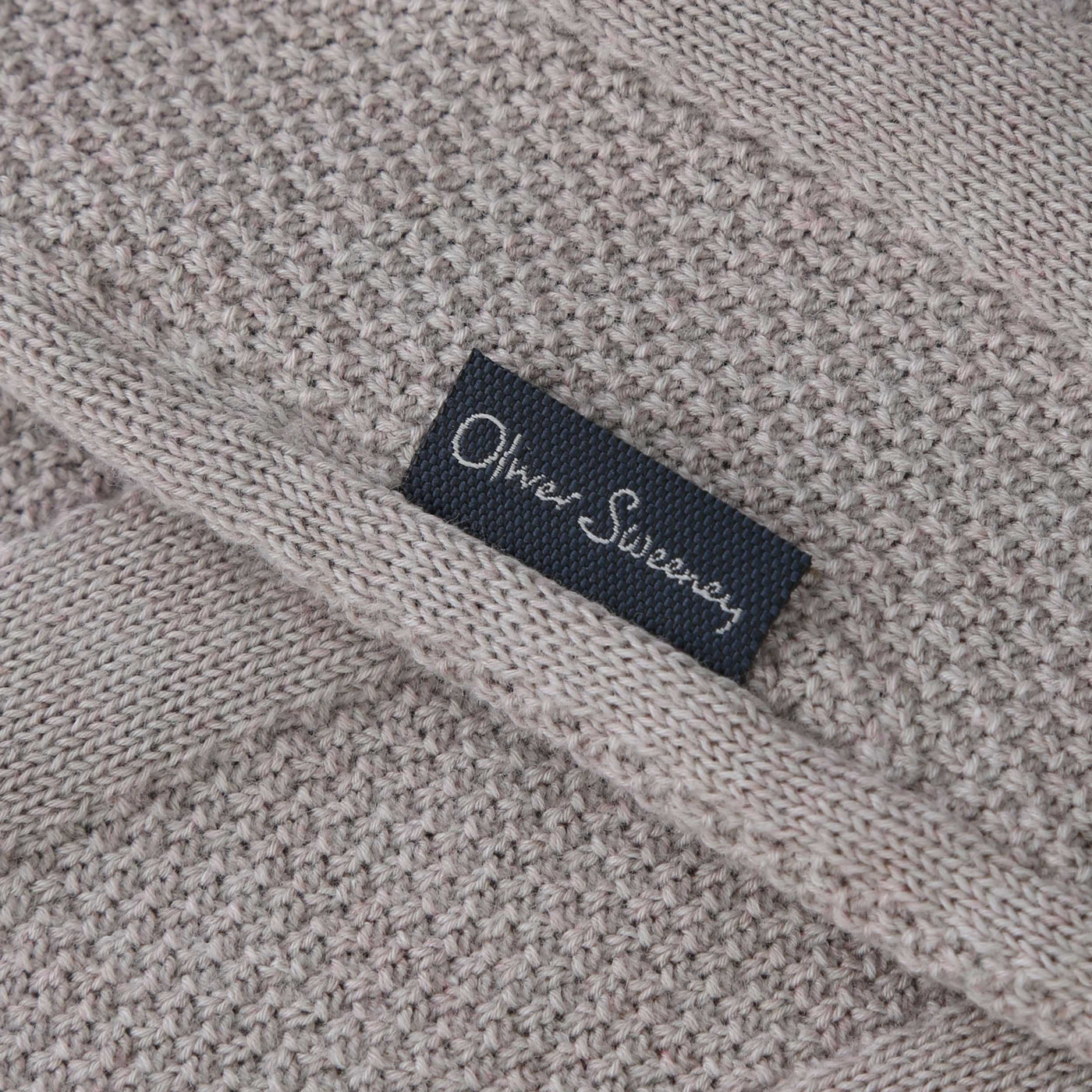 Oliver Sweeney Hundon Knit Polo Shirt in Mushroom Logo Tab