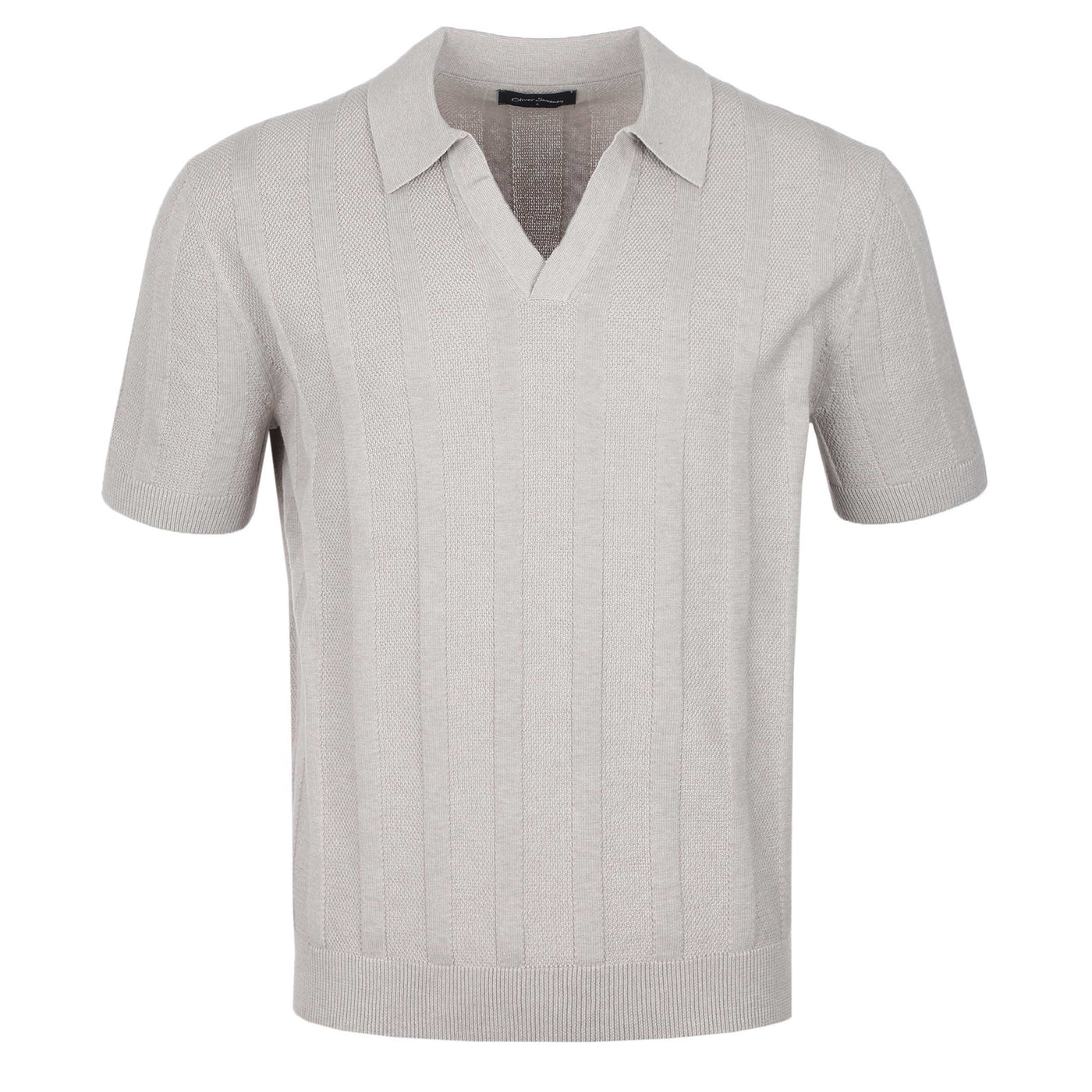 Oliver Sweeney Hundon Knit Polo Shirt in Mushroom