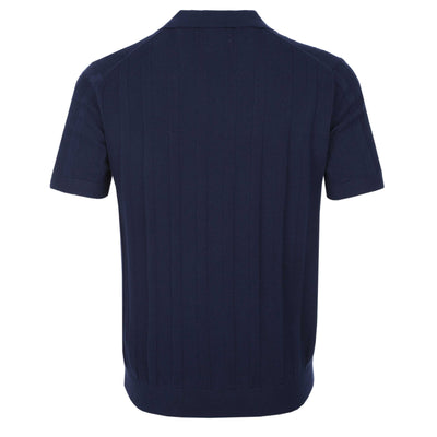 Oliver Sweeney Hundon Knit Polo Shirt in Navy Back