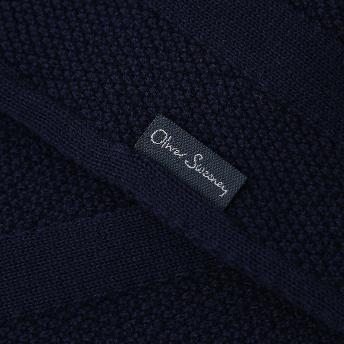 Oliver Sweeney Hundon Knit Polo Shirt in Navy Logo Tab