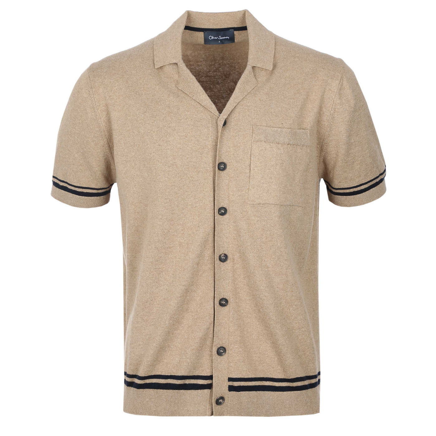 Oliver Sweeney Penley Knitted SS Shirt in Camel