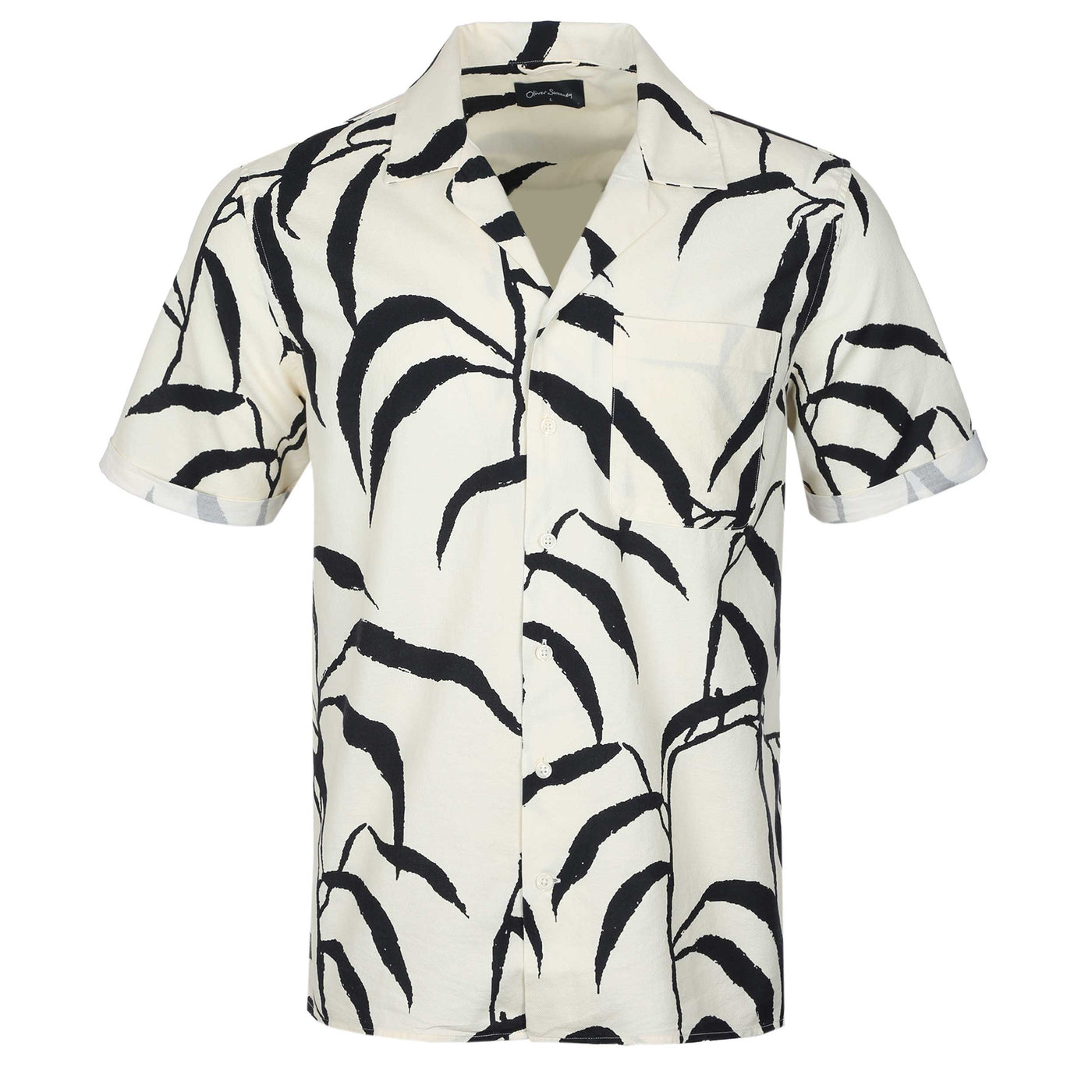 Oliver Sweeney Ravenshead Printed SS Shirt in Ecru