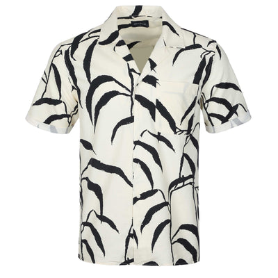 Oliver Sweeney Ravenshead Printed SS Shirt in Ecru