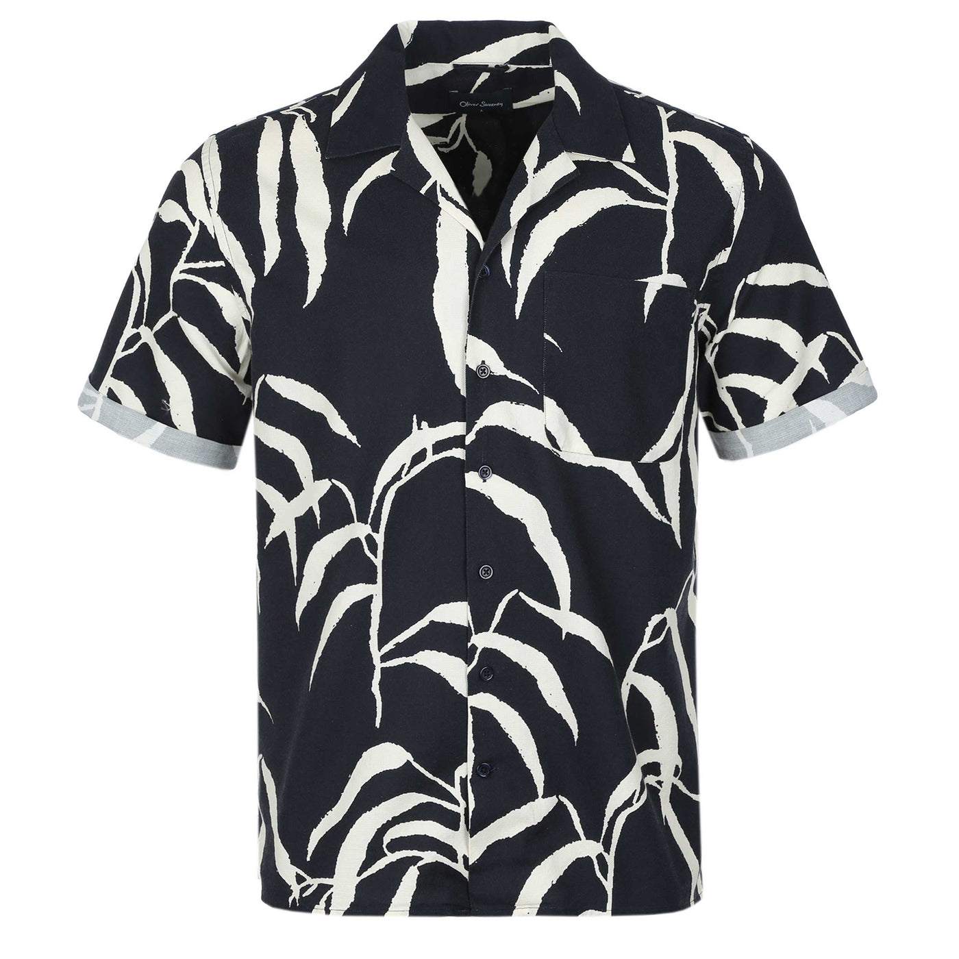 Oliver Sweeney Ravenshead Printed SS Shirt in Navy