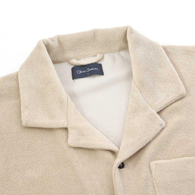 Oliver Sweeney Ravenshead Towelling SS Shirt in Sand Collar