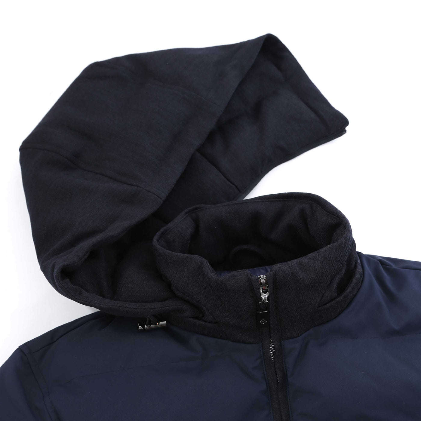 Pal Zileri 2 Panel Quilted Jacket in Navy Hood Removed