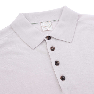 Pal Zileri 3 Button Knitted Polo Shirt in Pale Lilac Placket