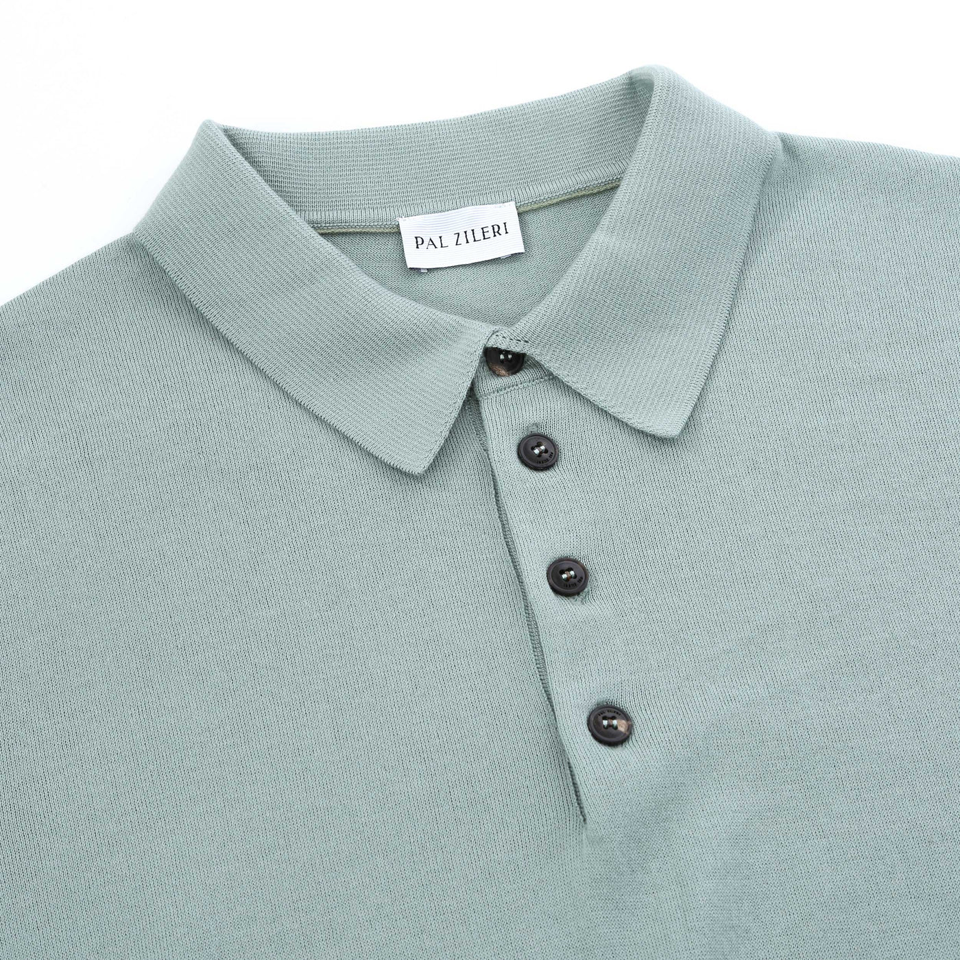 Pal Zileri Basic Knitted Polo Shirt in Mint Placket